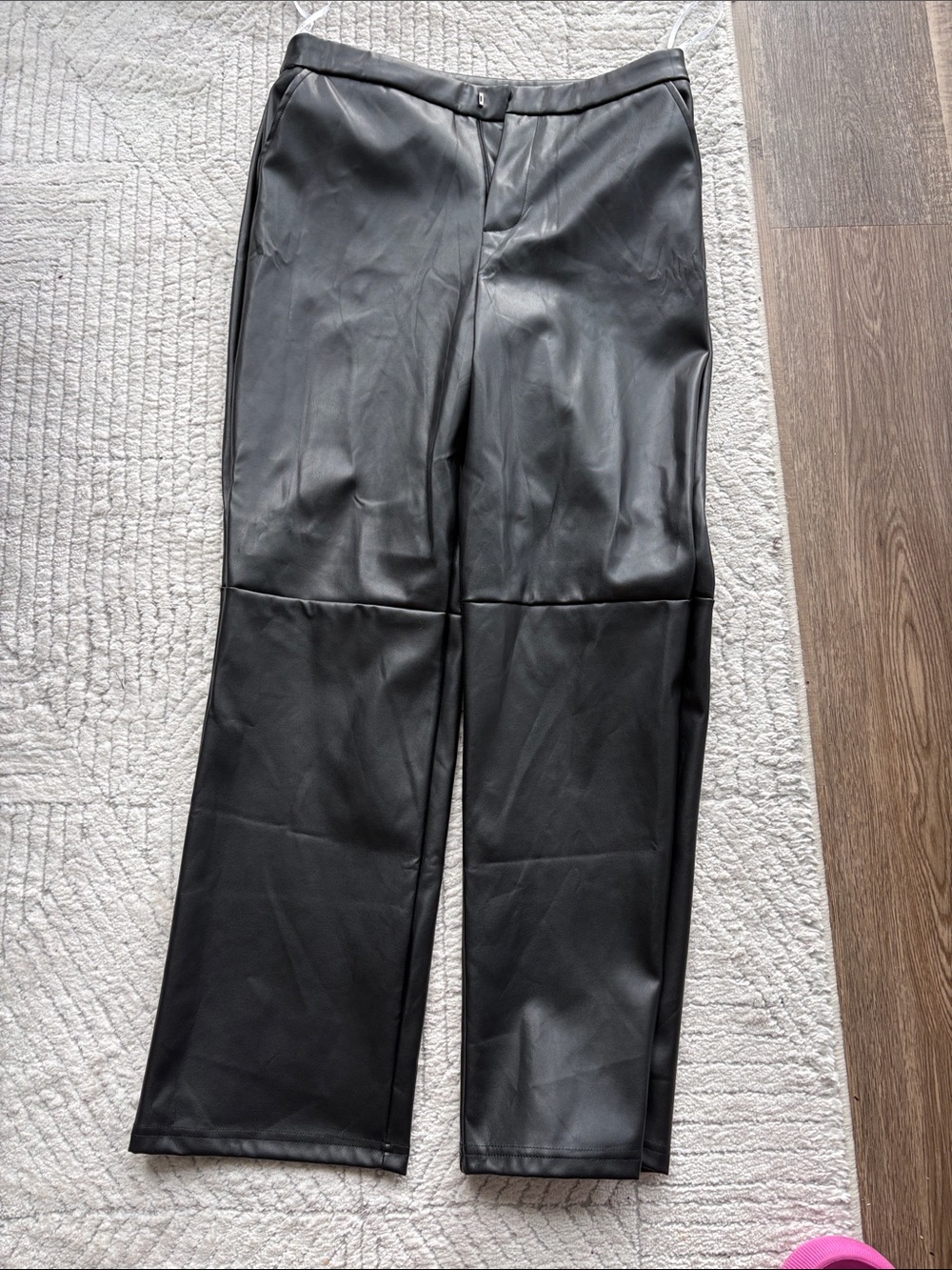 Lulu's Black Faux Leather Straight Leg Pants NWT new with tag